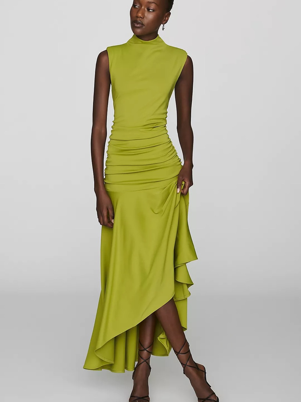 Maeve Mock Ruched Neck Dress